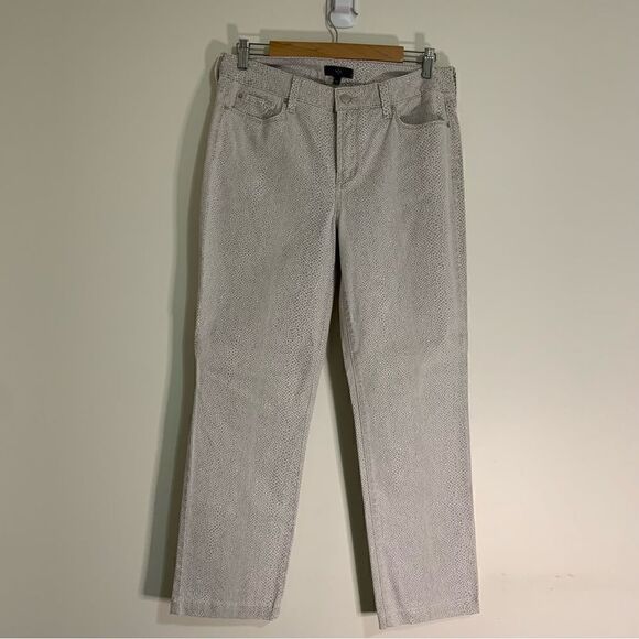 NYDJ Snakeskin Print Jean Style Pants White Beige Size 10 Style# 30247HSP06 - Picture 1 of 7